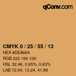 颜色代码: CMYK 0 / 25 / 55 / 13 | qconv.com