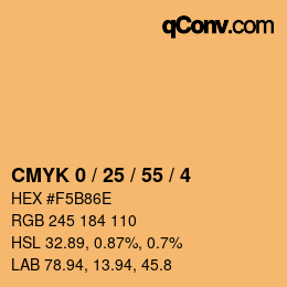Color code: CMYK 0 / 25 / 55 / 4 | qconv.com