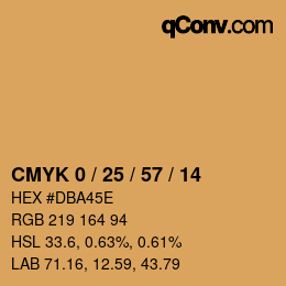 カラーコード: CMYK 0 / 25 / 57 / 14 | qconv.com