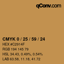 Color code: CMYK 0 / 25 / 59 / 24 | qconv.com