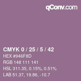 カラーコード: CMYK 0 / 25 / 5 / 42 | qconv.com