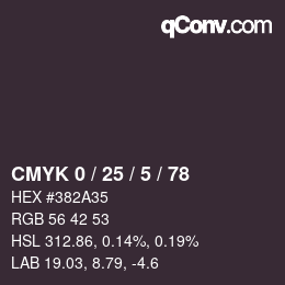 カラーコード: CMYK 0 / 25 / 5 / 78 | qconv.com