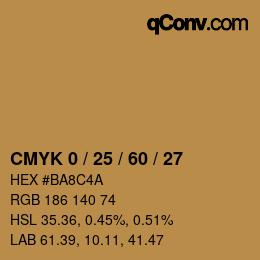 Farbcode: CMYK 0 / 25 / 60 / 27 | qconv.com