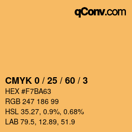 カラーコード: CMYK 0 / 25 / 60 / 3 | qconv.com
