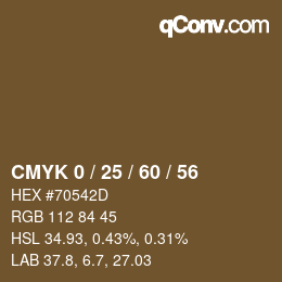 カラーコード: CMYK 0 / 25 / 60 / 56 | qconv.com