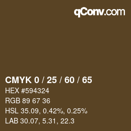 カラーコード: CMYK 0 / 25 / 60 / 65 | qconv.com