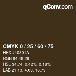 カラーコード: CMYK 0 / 25 / 60 / 75 | qconv.com