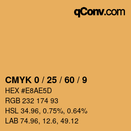 カラーコード: CMYK 0 / 25 / 60 / 9 | qconv.com