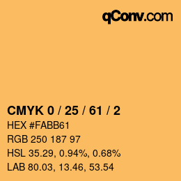 Color code: CMYK 0 / 25 / 61 / 2 | qconv.com