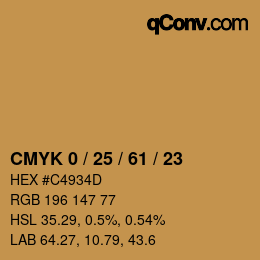 Color code: CMYK 0 / 25 / 61 / 23 | qconv.com