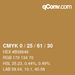 カラーコード: CMYK 0 / 25 / 61 / 30 | qconv.com