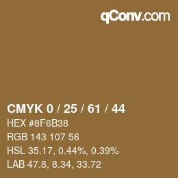 カラーコード: CMYK 0 / 25 / 61 / 44 | qconv.com