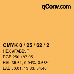 Color code: CMYK 0 / 25 / 62 / 2 | qconv.com