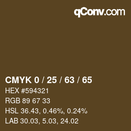 Código de color: CMYK 0 / 25 / 63 / 65 | qconv.com