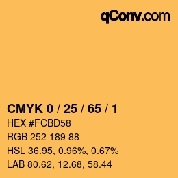 Color code: CMYK 0 / 25 / 65 / 1 | qconv.com