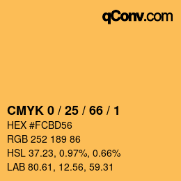 Color code: CMYK 0 / 25 / 66 / 1 | qconv.com