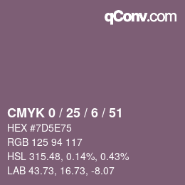 Color code: CMYK 0 / 25 / 6 / 51 | qconv.com