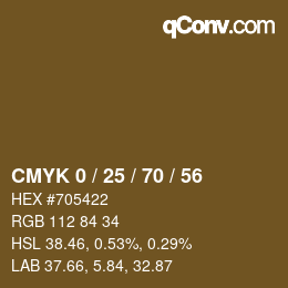 Color code: CMYK 0 / 25 / 70 / 56 | qconv.com
