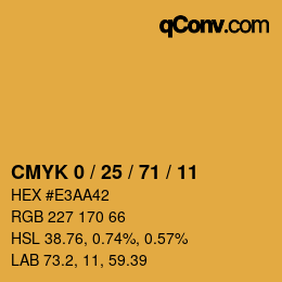 Código de color: CMYK 0 / 25 / 71 / 11 | qconv.com