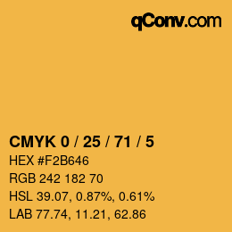 Color code: CMYK 0 / 25 / 71 / 5 | qconv.com