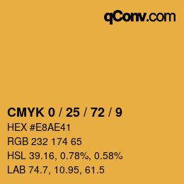 カラーコード: CMYK 0 / 25 / 72 / 9 | qconv.com