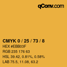 カラーコード: CMYK 0 / 25 / 73 / 8 | qconv.com