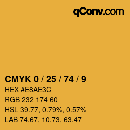 カラーコード: CMYK 0 / 25 / 74 / 9 | qconv.com
