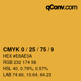 颜色代码: CMYK 0 / 25 / 75 / 9 | qconv.com