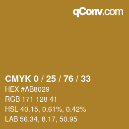 颜色代码: CMYK 0 / 25 / 76 / 33 | qconv.com