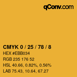 カラーコード: CMYK 0 / 25 / 78 / 8 | qconv.com