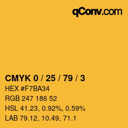 颜色代码: CMYK 0 / 25 / 79 / 3 | qconv.com
