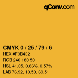 Color code: CMYK 0 / 25 / 79 / 6 | qconv.com