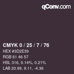 カラーコード: CMYK 0 / 25 / 7 / 76 | qconv.com