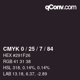Color code: CMYK 0 / 25 / 7 / 84 | qconv.com