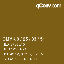 Color code: CMYK 0 / 25 / 83 / 51 | qconv.com