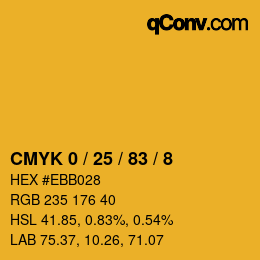 Color code: CMYK 0 / 25 / 83 / 8 | qconv.com