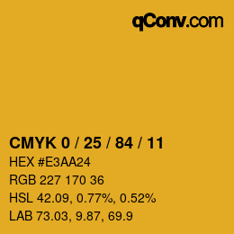 Código de color: CMYK 0 / 25 / 84 / 11 | qconv.com
