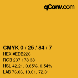 Color code: CMYK 0 / 25 / 84 / 7 | qconv.com