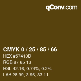 Farbcode: CMYK 0 / 25 / 85 / 66 | qconv.com