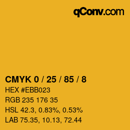 Farbcode: CMYK 0 / 25 / 85 / 8 | qconv.com