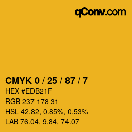 カラーコード: CMYK 0 / 25 / 87 / 7 | qconv.com