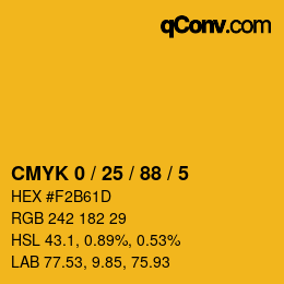 Color code: CMYK 0 / 25 / 88 / 5 | qconv.com