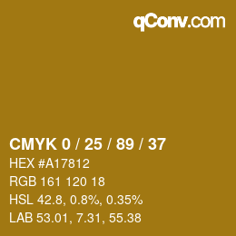 カラーコード: CMYK 0 / 25 / 89 / 37 | qconv.com