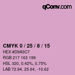 カラーコード: CMYK 0 / 25 / 8 / 15 | qconv.com