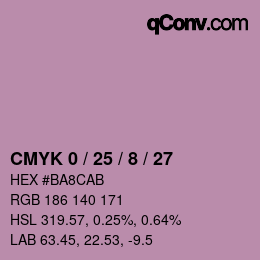 カラーコード: CMYK 0 / 25 / 8 / 27 | qconv.com
