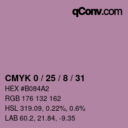 カラーコード: CMYK 0 / 25 / 8 / 31 | qconv.com