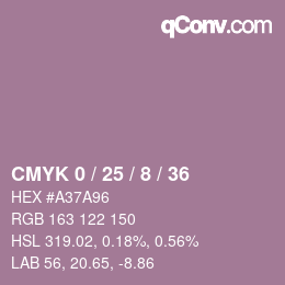 カラーコード: CMYK 0 / 25 / 8 / 36 | qconv.com