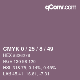 カラーコード: CMYK 0 / 25 / 8 / 49 | qconv.com