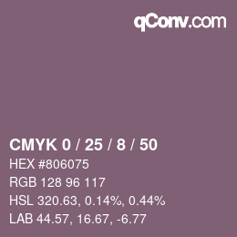 颜色代码: CMYK 0 / 25 / 8 / 50 | qconv.com