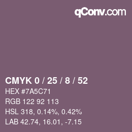 カラーコード: CMYK 0 / 25 / 8 / 52 | qconv.com